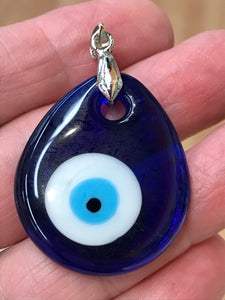 LAMPWORK TEARDROP EVIL EYE PENDANT