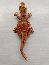 Load image into Gallery viewer, WIRE WRAPPED CARNELIAN GECKO PENDANT
