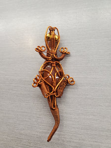 WIRE WRAPPED CARNELIAN GECKO PENDANT