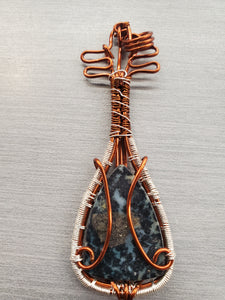 WIRE WRAPPED BLUE AGATE GUITAR PENDANT