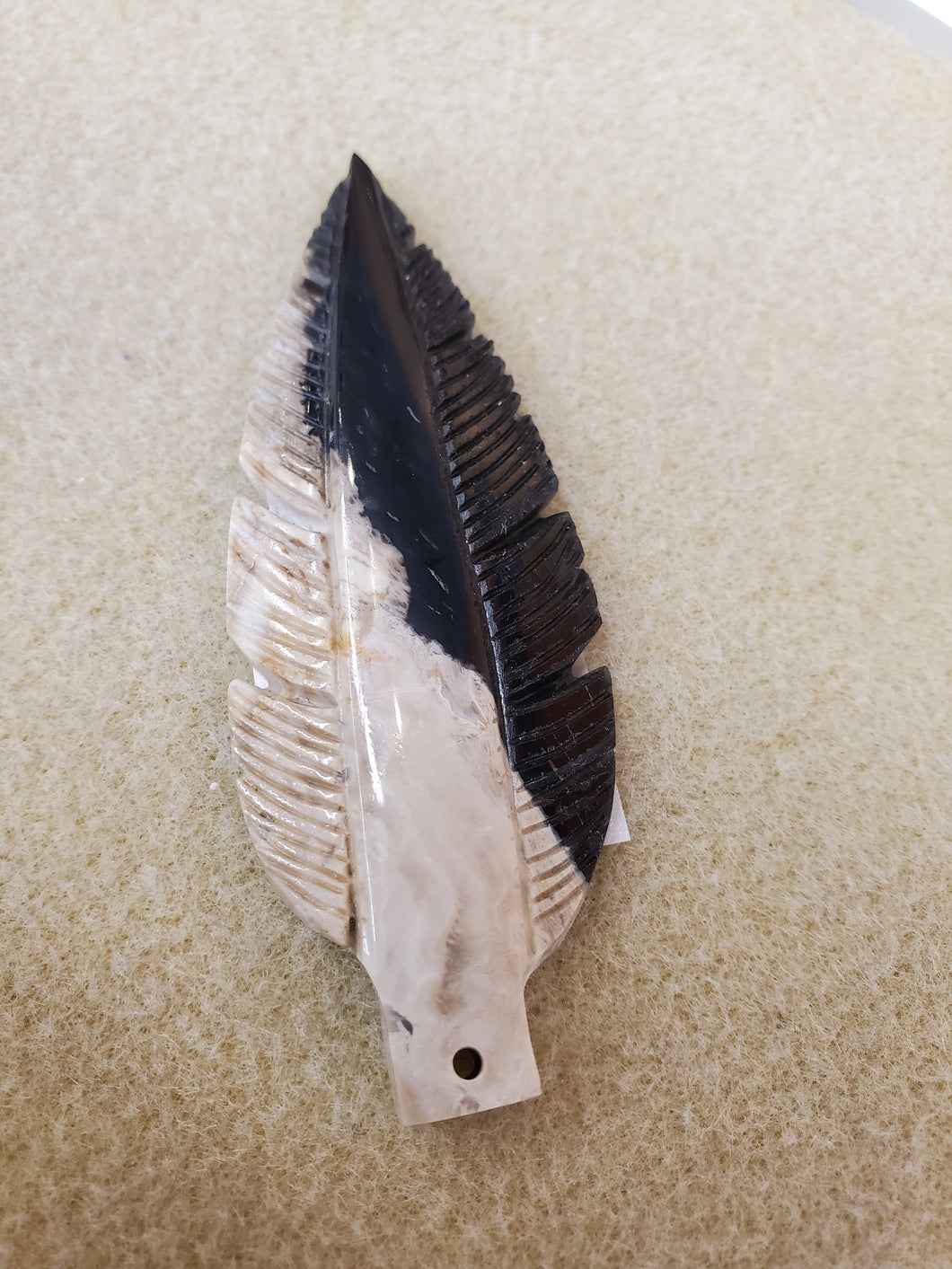 PALM STONE FEATHER PENDANT