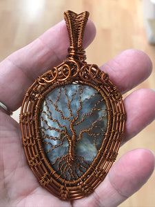 WIRE WRAP MALIGANO JASPER TREE OF LIFE PENDANT