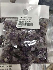 AMETHYST CHIPS UNDRILLED 100G