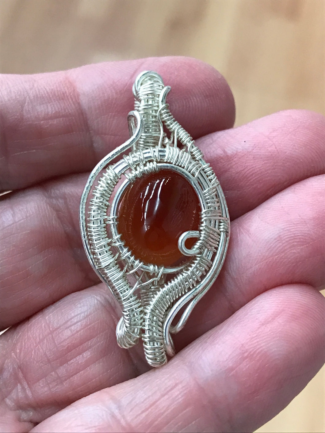 WIRE WRAPPED CARNELIAN PENDANT