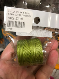 S-LON NYLON THREAD 0.5MM 77YDS CHARTREUSE